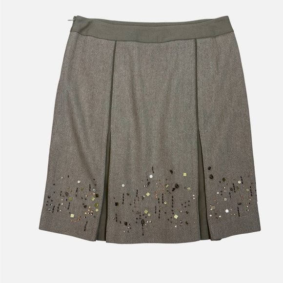 NEW Pleated Wool Blend Skirt Beaded Sequins 10P Academia Preppy Office MSRP$69 - Picture 3 of 5